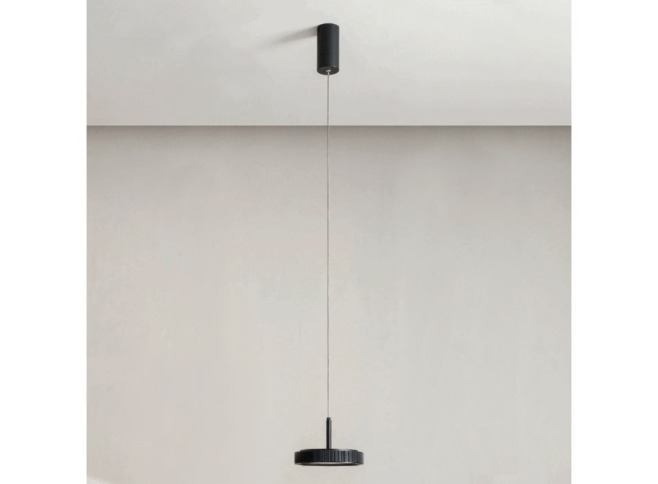 Lámpara de Suspensión en Metal Pintado Negro y Luz LED - Hornbeam Viadurini