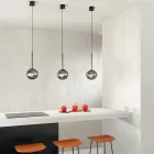 Lámpara de Suspensión en Metal Pintado y Vidrio Soplado - Ailanto Viadurini