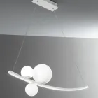 Lámpara de suspensión de metal pintado y vidrio soplado - Partridge Viadurini