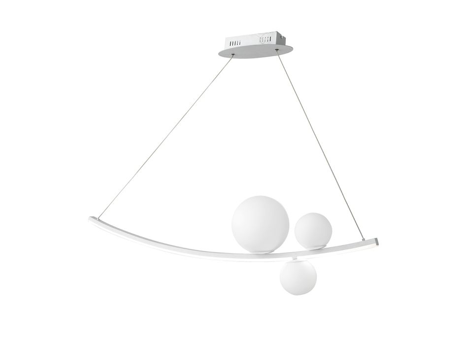 Lámpara de suspensión de metal pintado y vidrio soplado - Partridge Viadurini