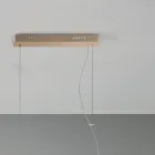 Lámpara de suspensión en metal pintado dorado y vidrio soplado - Birga Viadurini