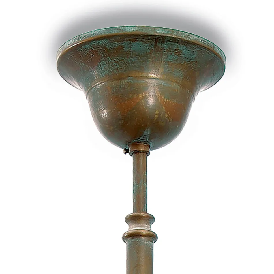 Lámpara colgante de latón, cristal e IP44 fabricada en Italia - Drago Viadurini