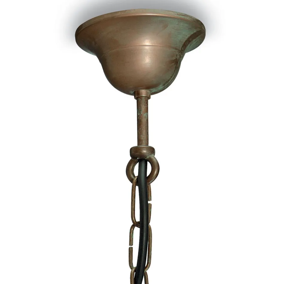 Lámpara colgante Elfico de latón, cristal opalino e IP44 Viadurini