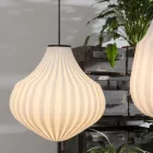 Lámpara de suspensión de vidrio blanco con diseño de filigrana en punta - Caravana Viadurini