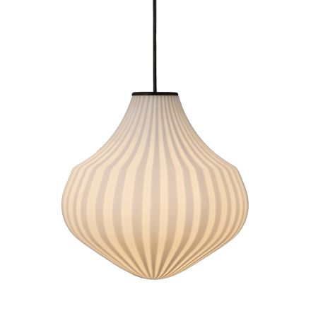Lámpara de suspensión de vidrio blanco con diseño de filigrana en punta - Caravana Viadurini