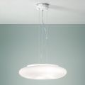 Lámpara de suspensión de vidrio blanco soplado y metal cromado - Ariana