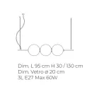 Lámpara colgante de vidrio veneciano soplado a mano 95 cm - Júpiter Viadurini