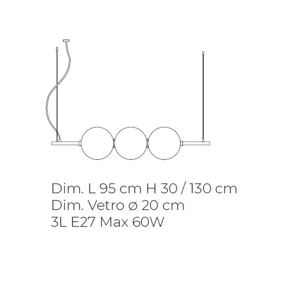 Lámpara colgante de vidrio veneciano soplado a mano 95 cm - Júpiter Viadurini