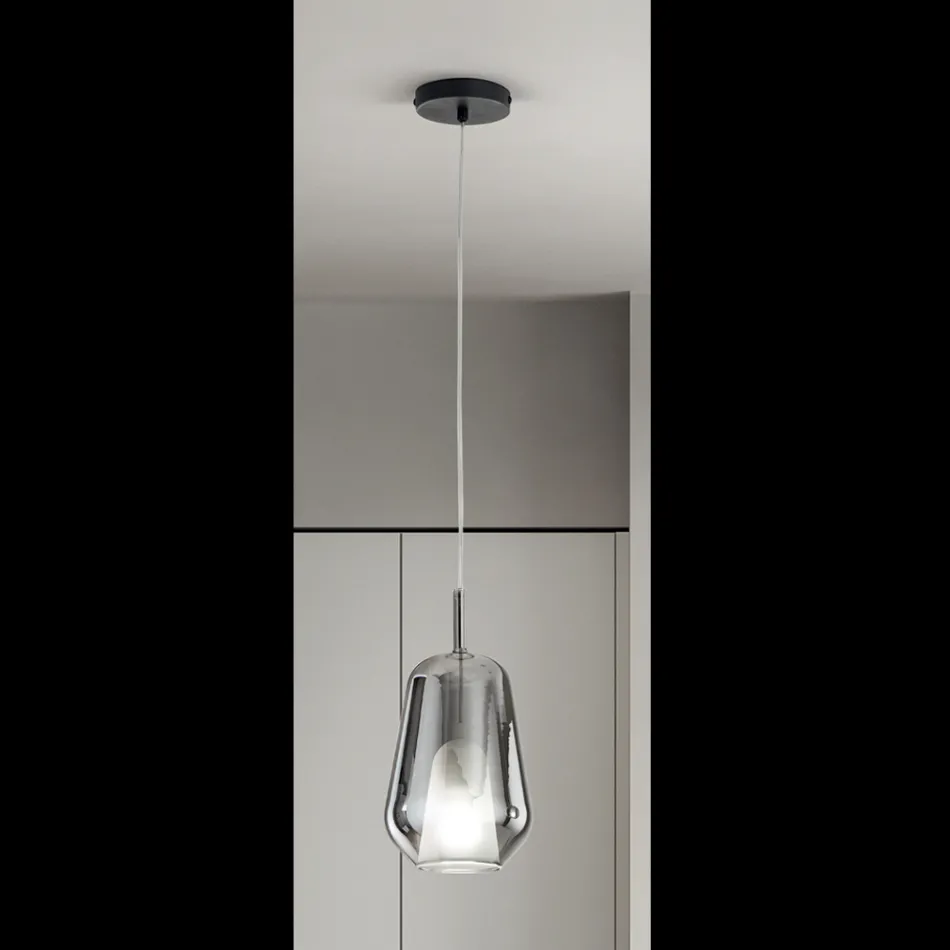 Lámpara colgante de cristal y alambre transparente fabricada en Italia - Trilly Viadurini