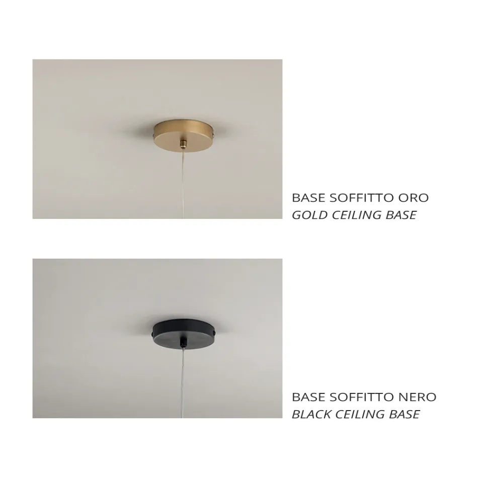 Lámpara colgante de cristal y alambre transparente fabricada en Italia - Trilly Viadurini