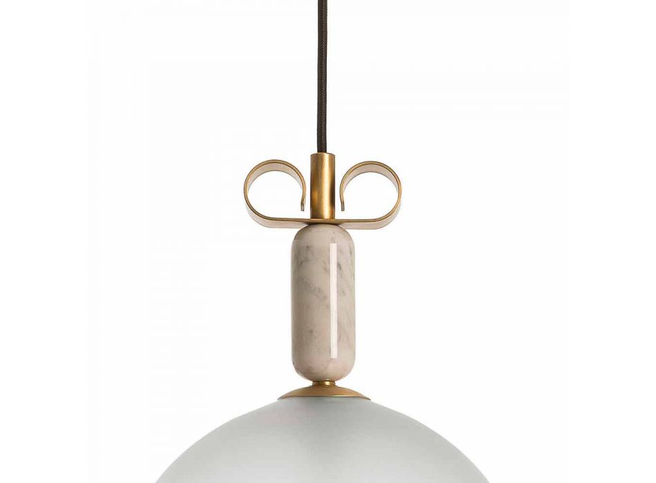 Lámpara de suspensión de vidrio, mármol y latón 2 acabados - Bonton de Il Fanale Viadurini
