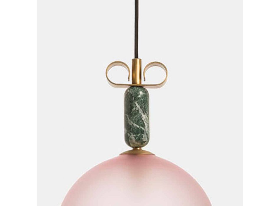 Lámpara de suspensión de vidrio, mármol y latón 2 acabados - Bonton de Il Fanale Viadurini