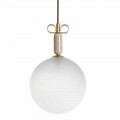 Lámpara de suspensión de vidrio, mármol y latón Made in Italy - Bonton de Il Fanale