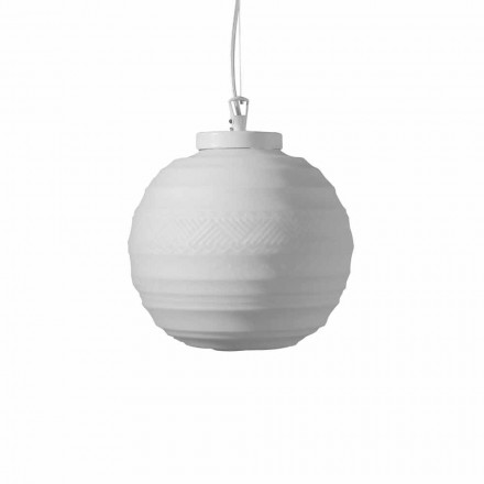 Lámpara de suspensión en vidrio blanco satinado en 2 tamaños de diseño - Morse Viadurini