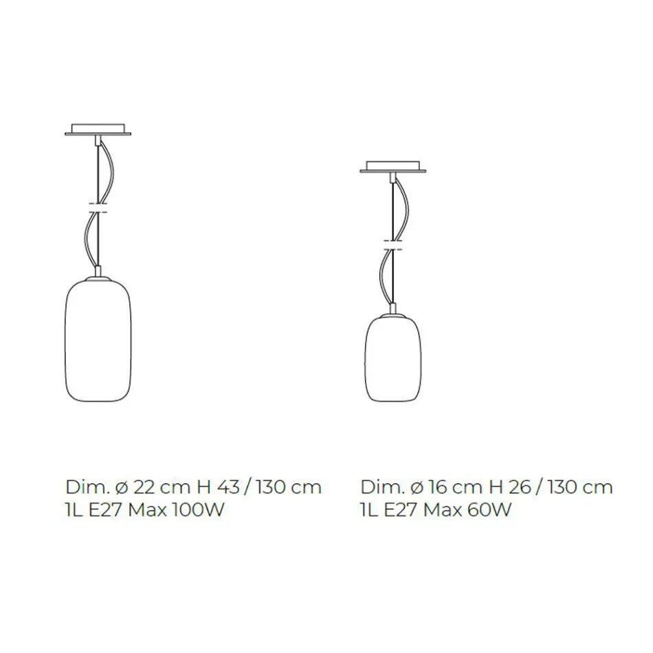 Lámpara de suspensión de vidrio soplado a mano Made in Venice - Bamboo Viadurini