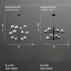 Lámpara de suspensión de vidrio soplado con estructura metálica - Angelic Viadurini
