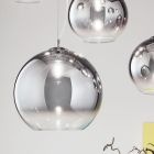 Lámpara de suspensión de vidrio soplado y metal cromado - Cristalino Viadurini