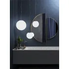 Lámpara de suspensión de vidrio veneciano blanco soplado a mano - Moon Viadurini