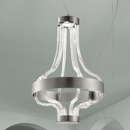 Lámpara de suspensión en vidrio veneciano y metal Made in Italy - Deborah Viadurini