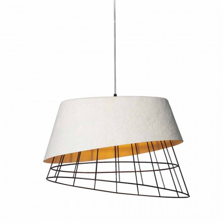 Lámpara de Suspensión en Fibra de Vidrio Blanca y Metal Elegante Diseño - Solar Viadurini