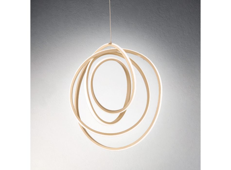 Lámpara de suspensión LED grande o pequeña de diseño en metal dorado - Point Viadurini