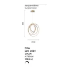 Lámpara de suspensión LED grande o pequeña de diseño en metal dorado - Point Viadurini