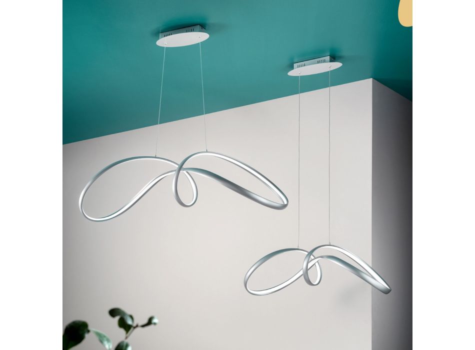 Lámpara Colgante Led en Metal Plateado, 2 Tamaños Diseño Moderno - Lumino Viadurini
