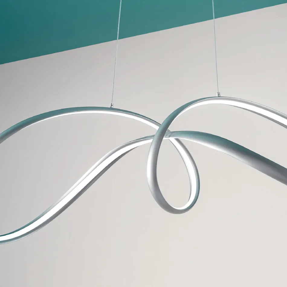 Lámpara Colgante Led en Metal Plateado, 2 Tamaños Diseño Moderno - Lumino Viadurini