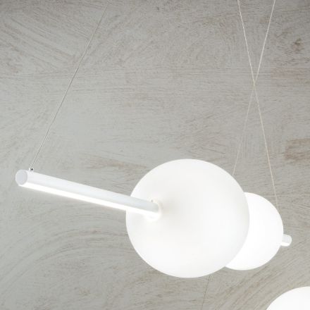 Lámpara de suspensión LED en metal y vidrio blanco, negro o dorado - Snidget Viadurini