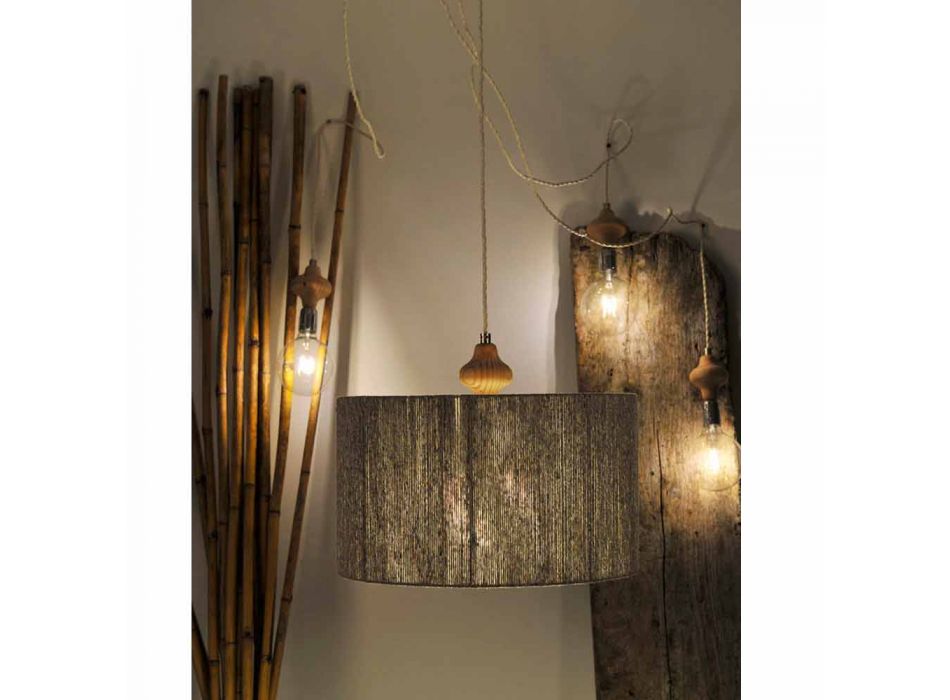 Lámpara de techo moderna de 4 luces con pieza de madera Bois Viadurini