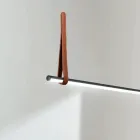 Lámpara de Suspensión Horizontal en Metal y Detalle en Símil Piel - Ciprés Viadurini