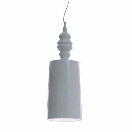 Pantalla para lámpara de suspensión de diseño de cerámica blanca brillante - Cadabra Viadurini