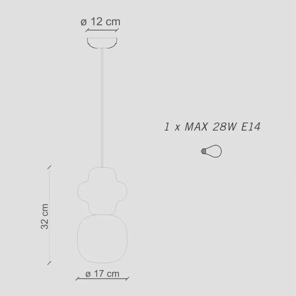 Lámpara de suspensión de cerámica y vidrio Made in Italy - Capocabana Viadurini