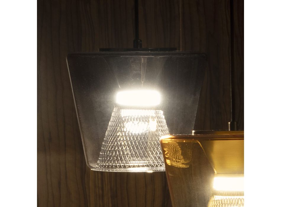 Lámpara de suspensión realizada en metal y vidrio Made in Italy - Think Viadurini