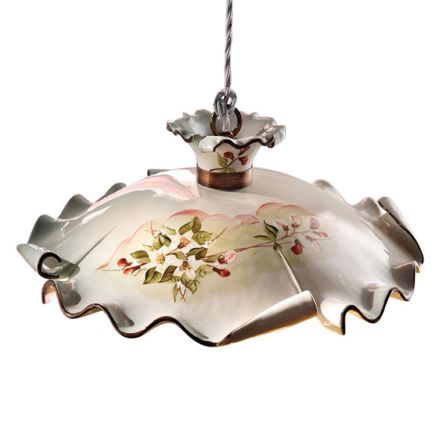 Lámpara de suspensión cerámica rústica decorada Ferroluce Milano Viadurini