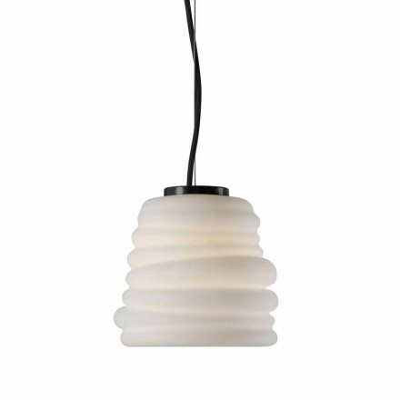 Lámpara de suspensión para sala de estar en vidrio blanco satinado 3 dimensiones - Suave Viadurini