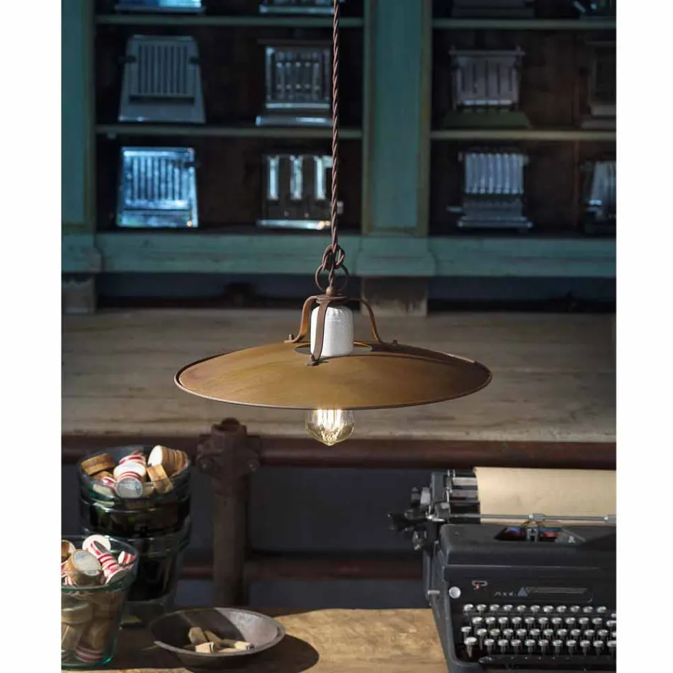 Lámpara colgante hecho a mano estilo industrial Ferroluce Viadurini