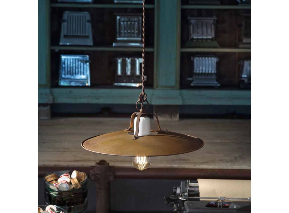 Lámpara colgante hecho a mano estilo industrial Ferroluce Viadurini