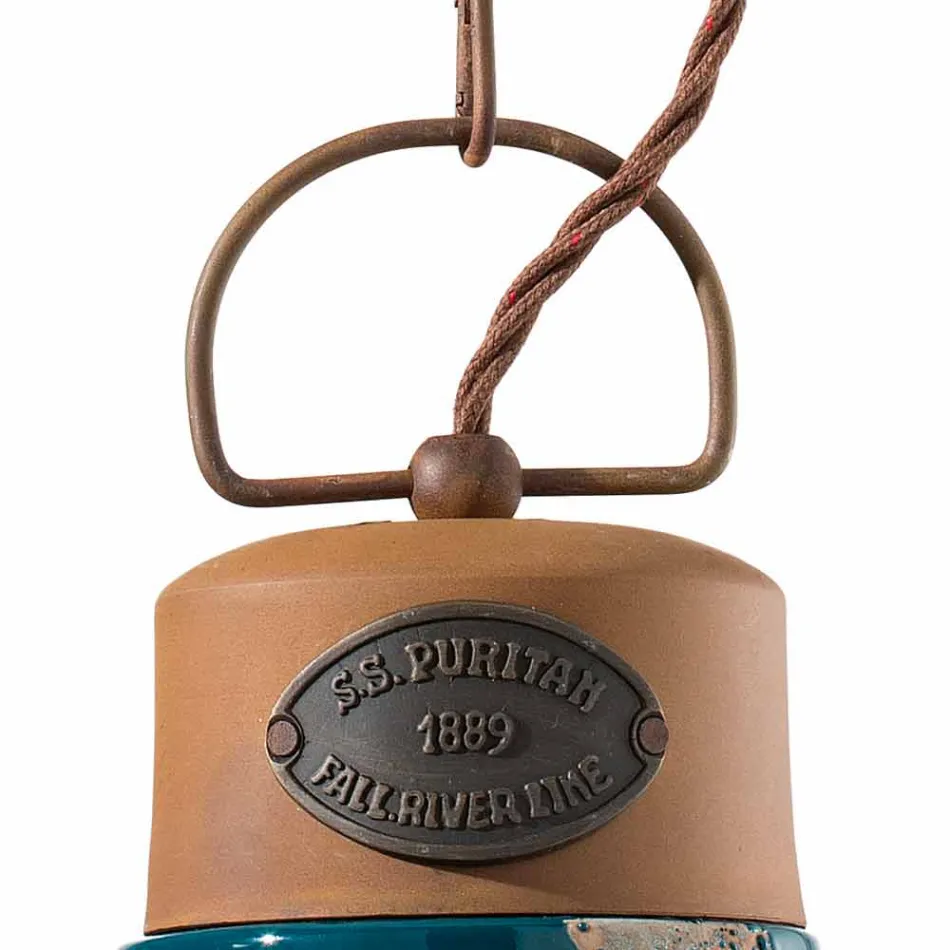 Lámpara colgante estilo industrial de cerámica y hierro Stephanie Viadurini