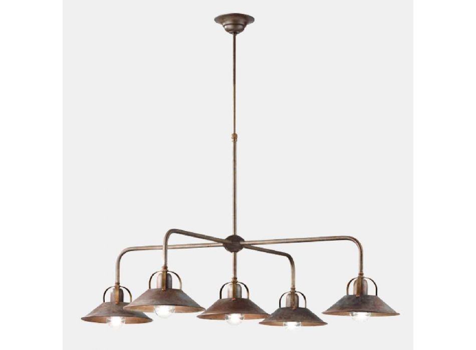 Lámpara de suspensión de diseño vintage con 5 luces en latón - Cascina by Il Fanale Viadurini