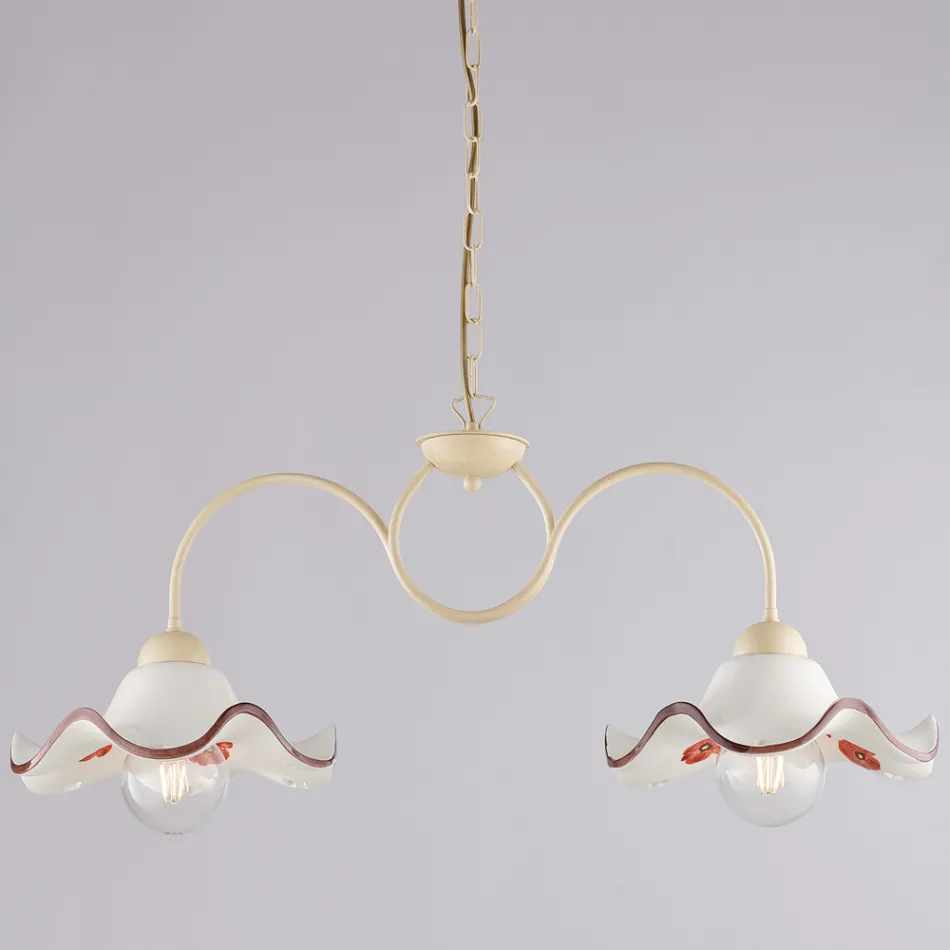 Lámpara de cristal y metal artesanal hecha en Italia para salón y dormitorio - Merope Viadurini