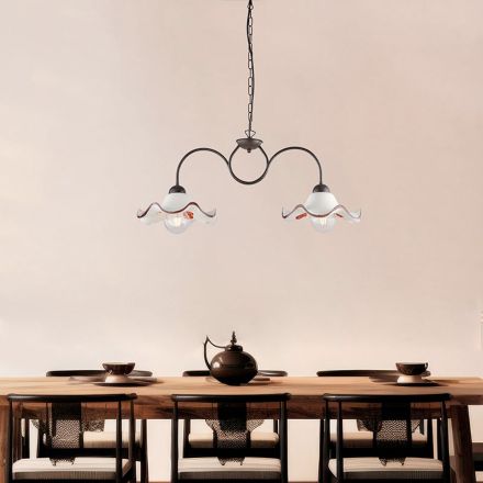 Lámpara de cristal y metal artesanal hecha en Italia para salón y dormitorio - Merope Viadurini