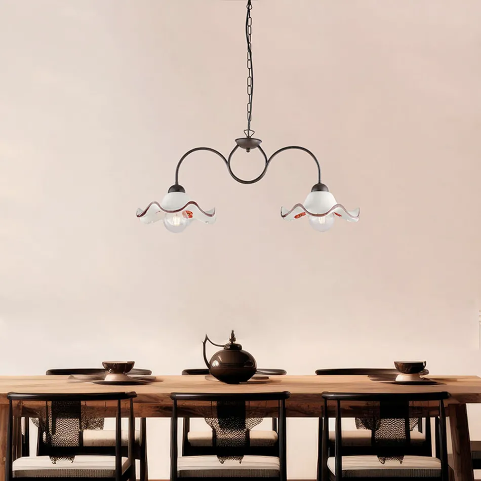 Lámpara de cristal y metal artesanal hecha en Italia para salón y dormitorio - Merope Viadurini