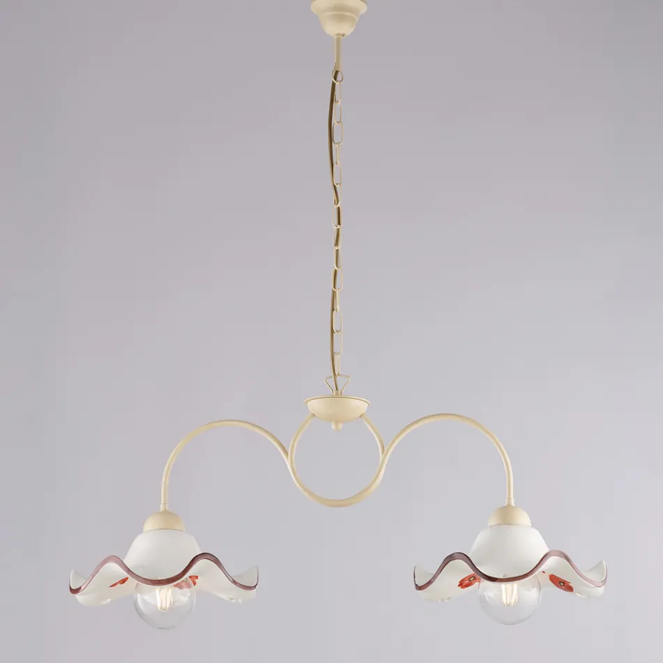 Lámpara de cristal y metal artesanal hecha en Italia para salón y dormitorio - Merope Viadurini