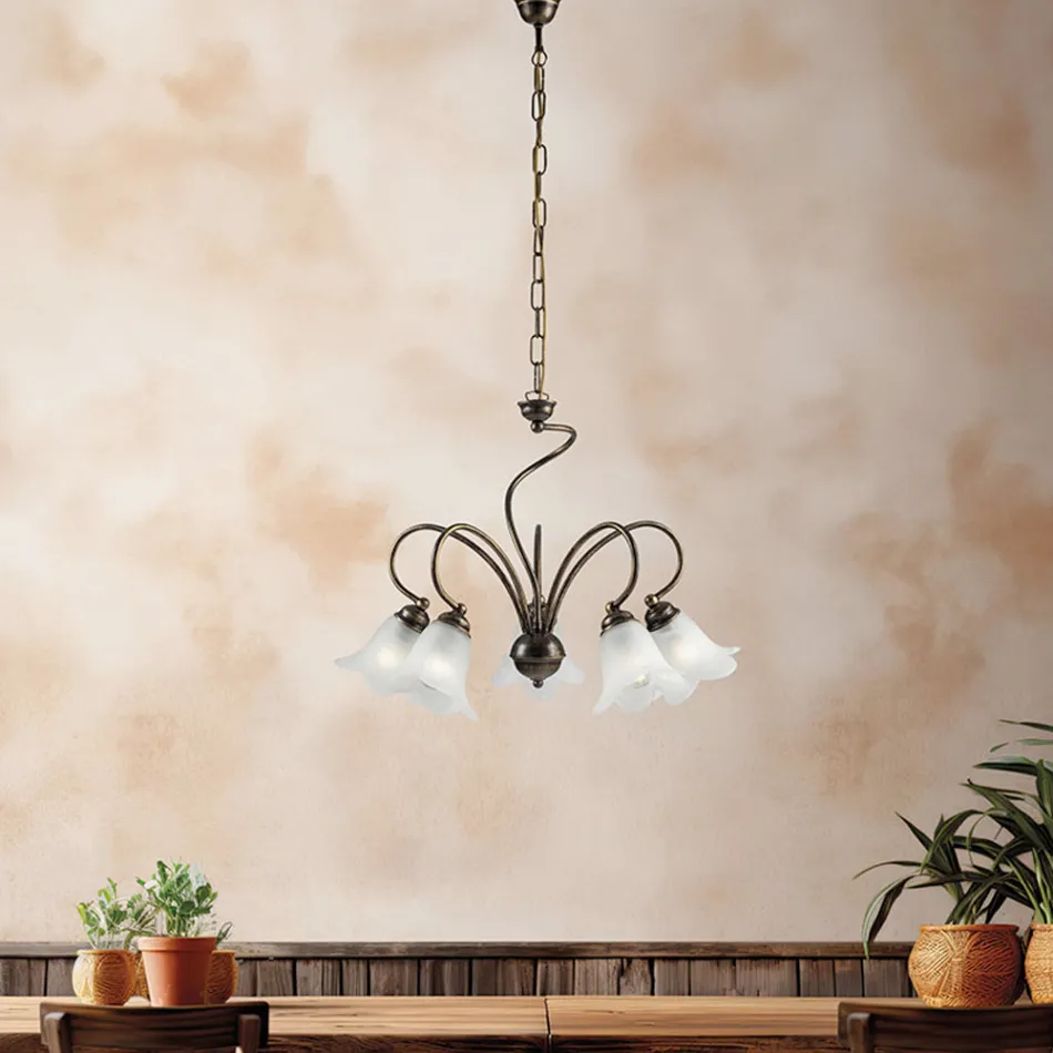 Lámpara artesanal de vidrio y metal para espacios refinados – Cometa Viadurini