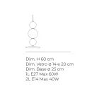 Lámpara de mesa de tres luces de cristal y metal, fabricada en Italia - Lumira Viadurini