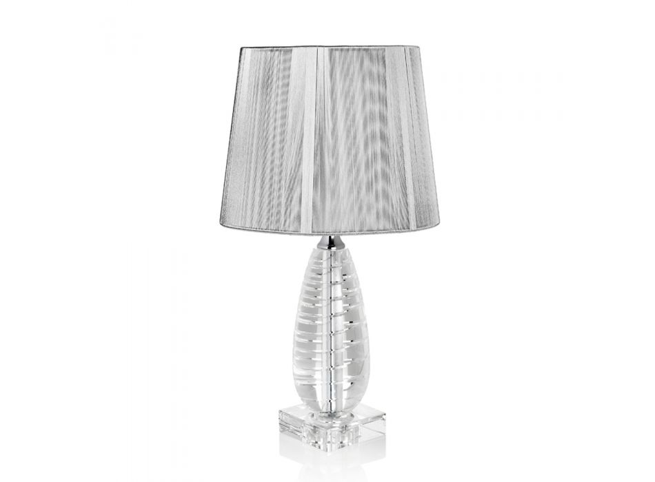 Lámpara de mesa clásica de cristal y pantalla cuadrada de lujo - Squilla Viadurini