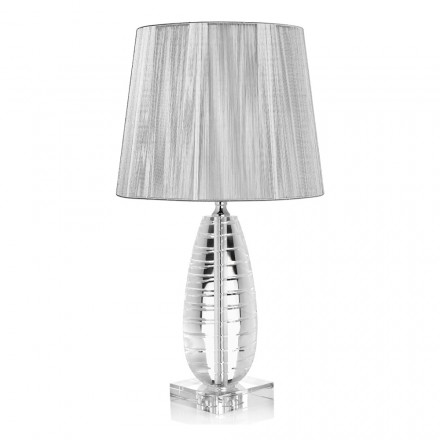Lámpara de mesa clásica de cristal y pantalla cuadrada de lujo - Squilla Viadurini