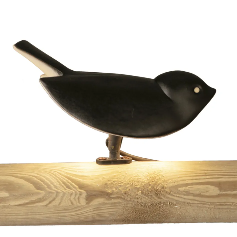 Lámpara de mesa en mayólica toscana esmaltada fabricada en Italia - Uccellino Viadurini