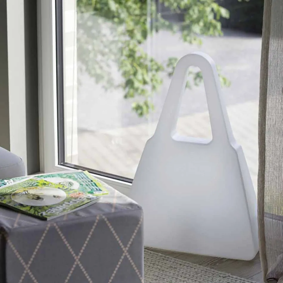 Lámpara de Mesa en Plástico Blanco de Diseño Moderno para Interior - Borsastar Viadurini